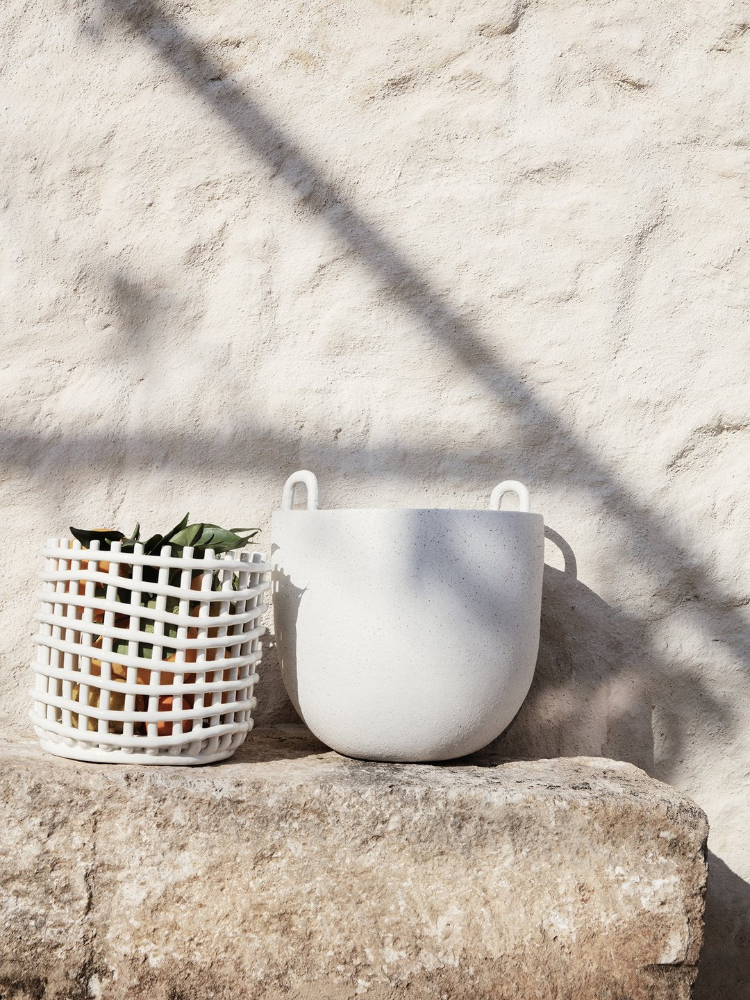 Panier en céramique blanc