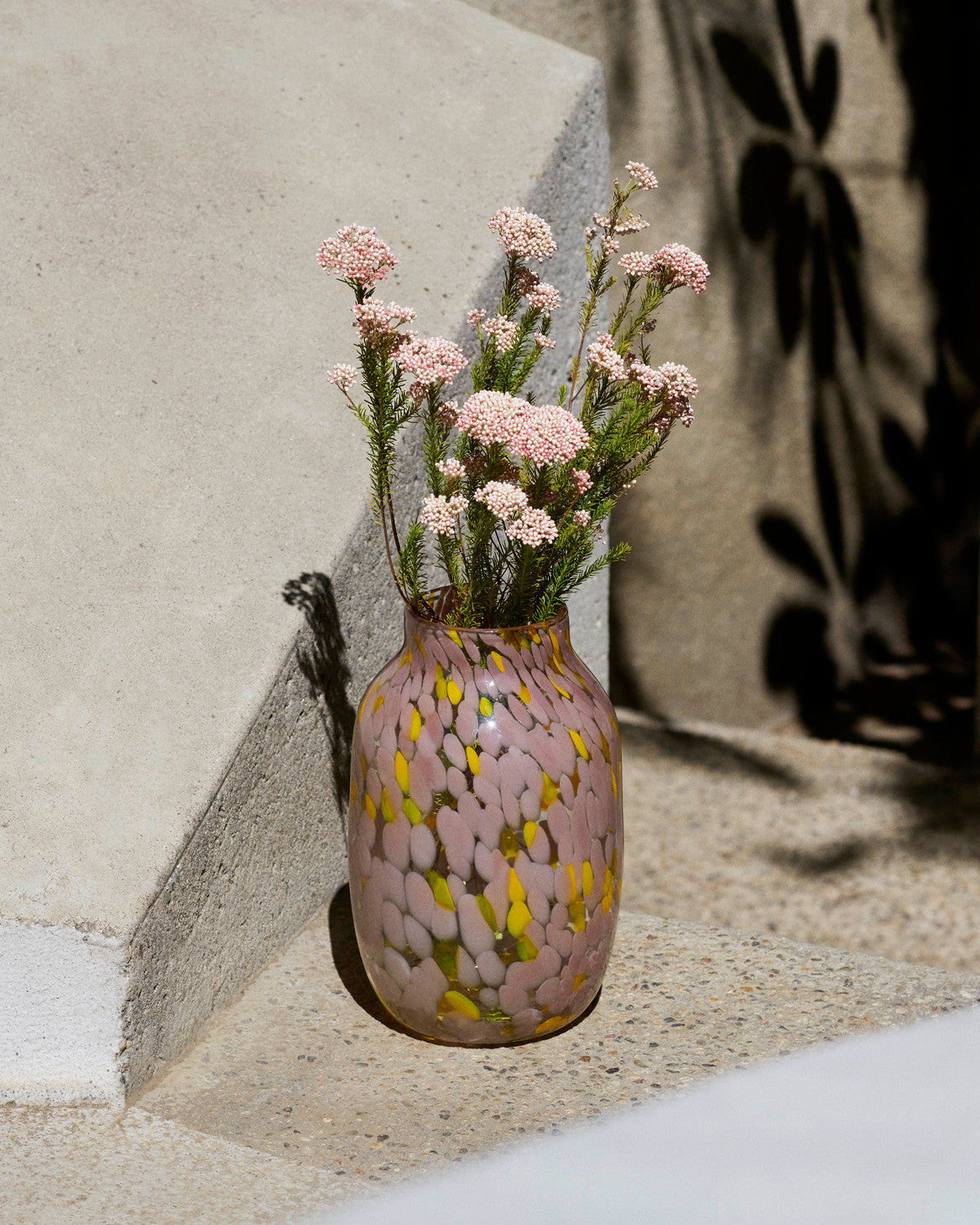 Splash Vase Round Large Light Pink and Yellow