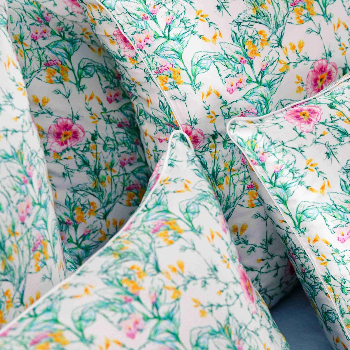 Taie d'oreiller 100% pure soie de mûrier - motif entrelacement botanique